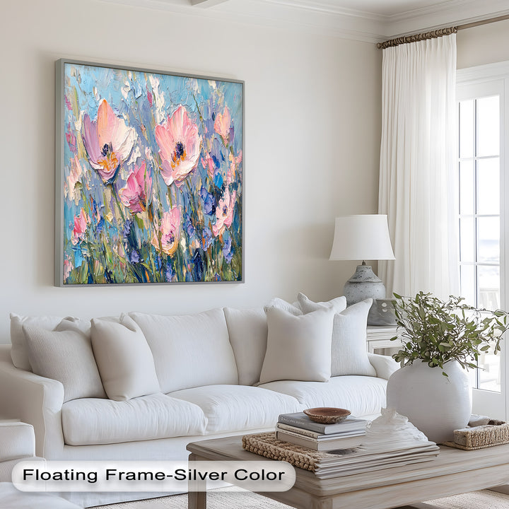 Pink and Violet Wildflower Bloom - Flower Oil Painting
