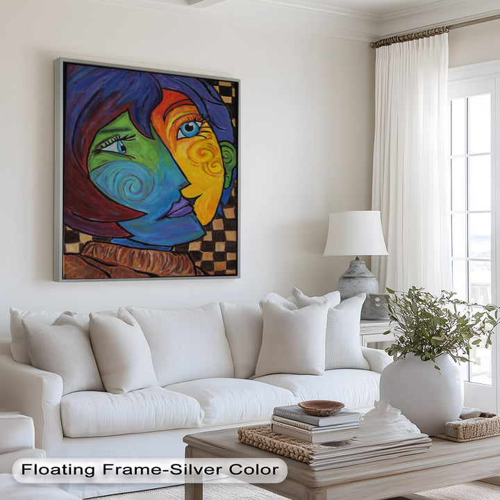 Dual Emotions – Vibrant Abstract Portrait Picasso Oil Painting