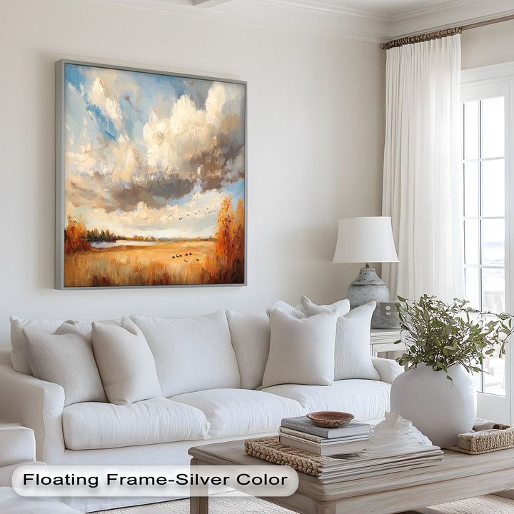 Autumn Meadow Wall Art – Impressionist Landscape Oil Painting