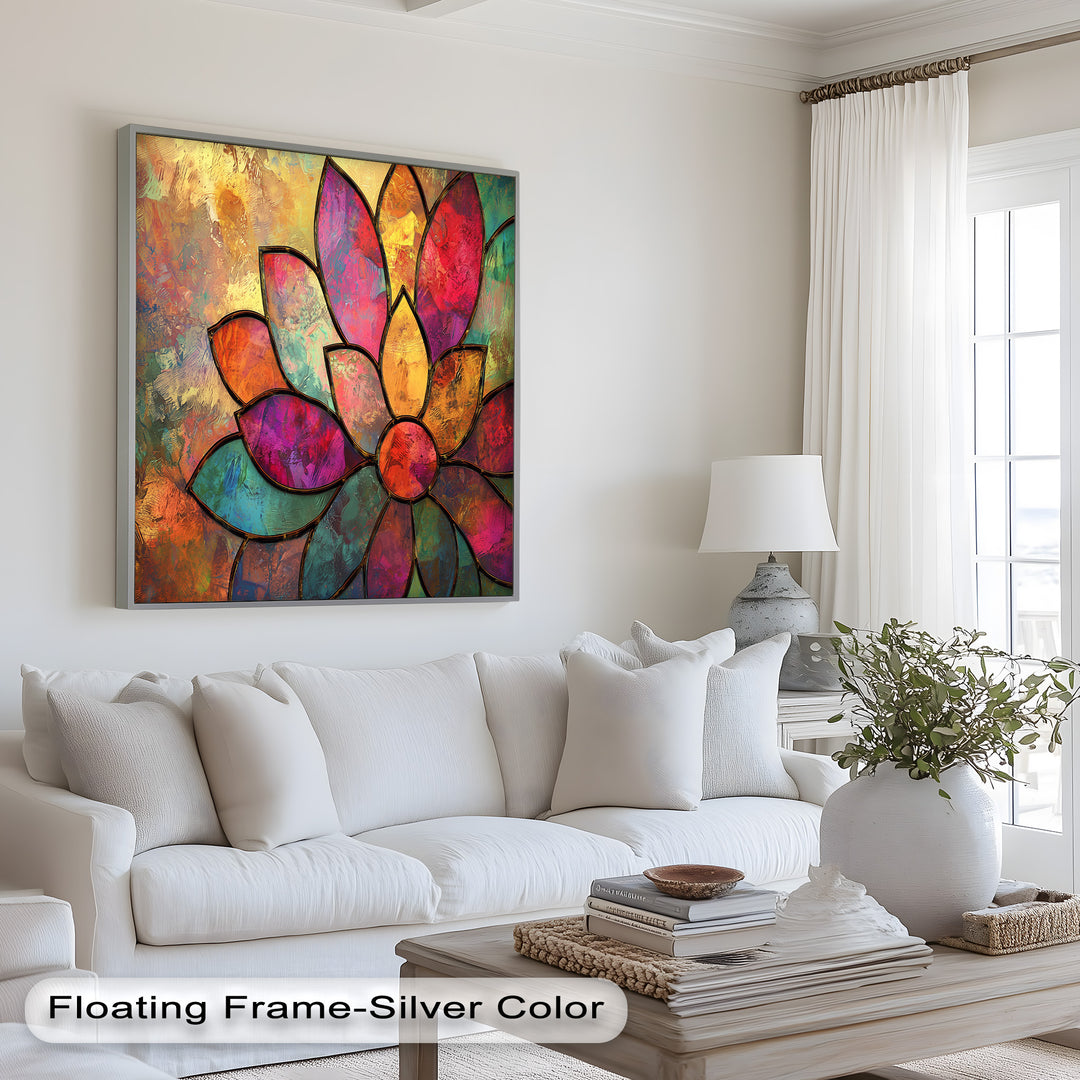 Stained Flower – Framed Oil Painting