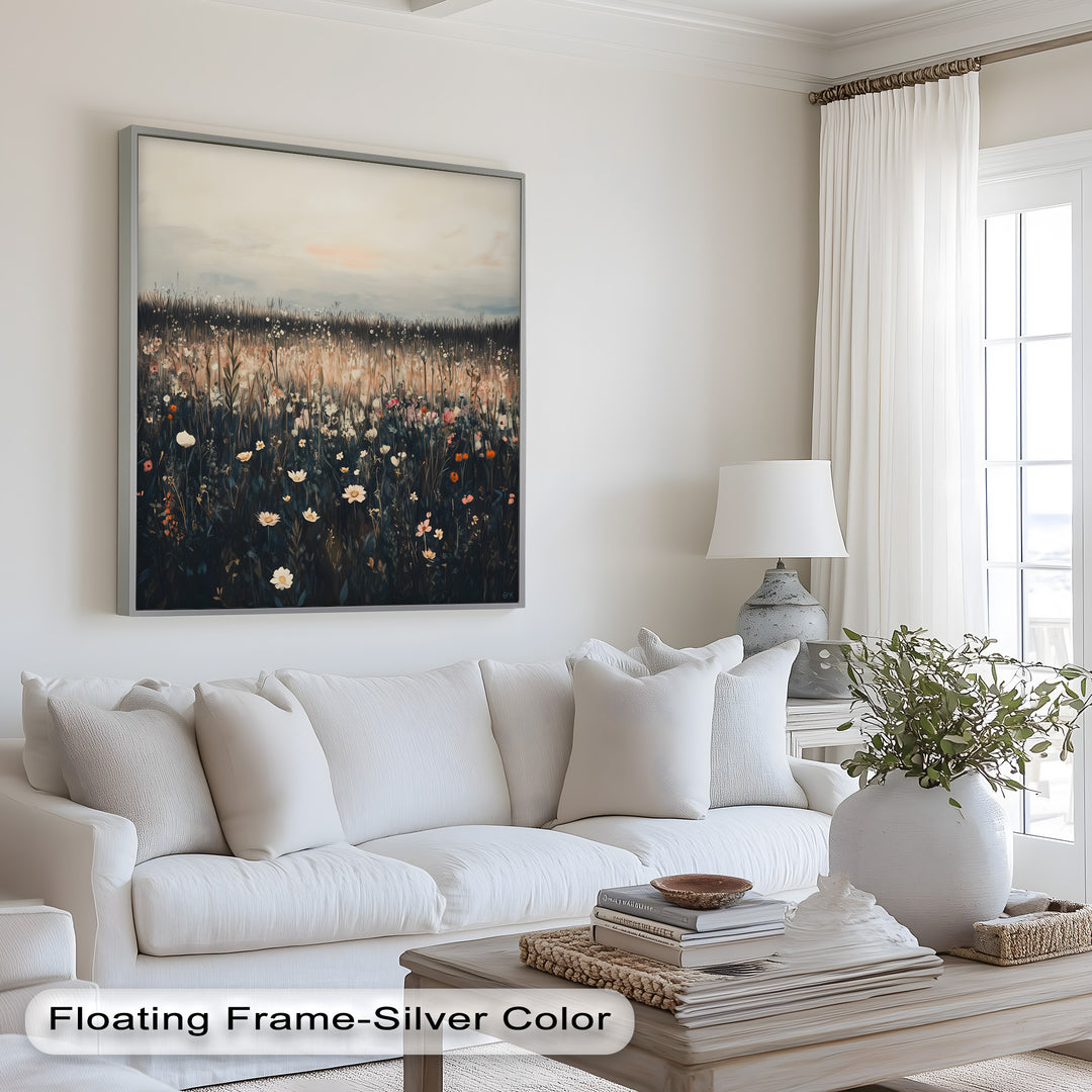 Wildflower Horizon – Framed Oil Painting