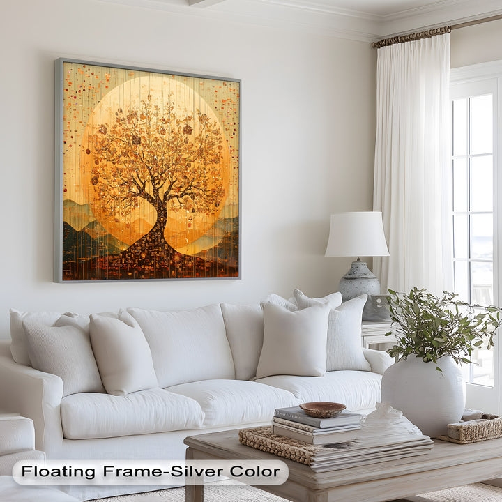 Tree of Light – Radiant Abstract Golden Tree Oil Painting