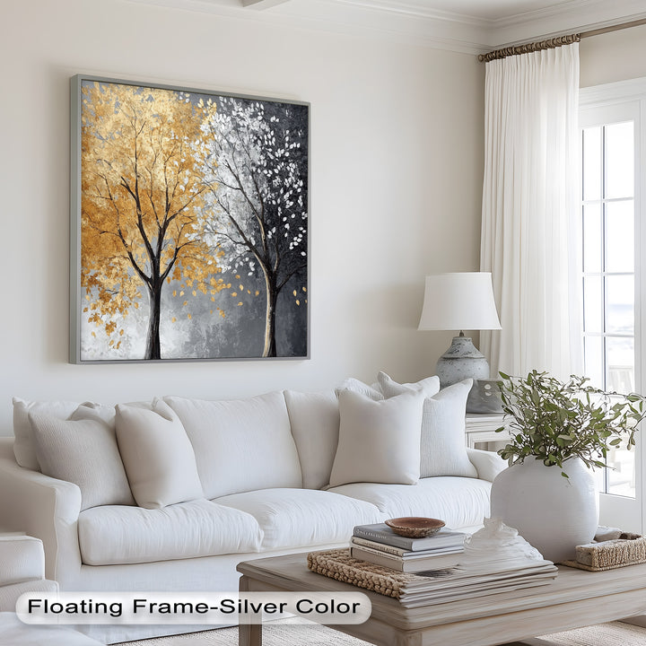 Flüstern von Herbst und Winter – Ölgemälde mit zwei Baumblumen