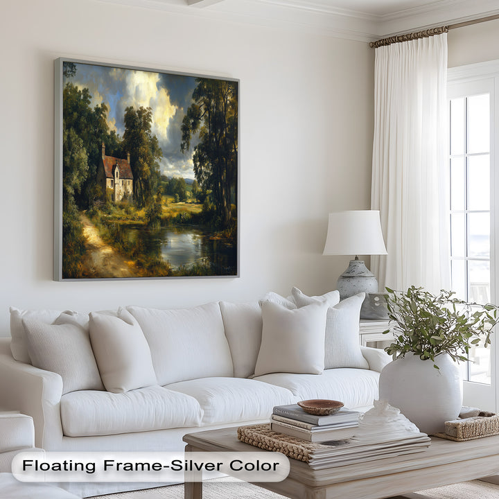 Rustic English Cottage – Charming Countryside Oil Painting