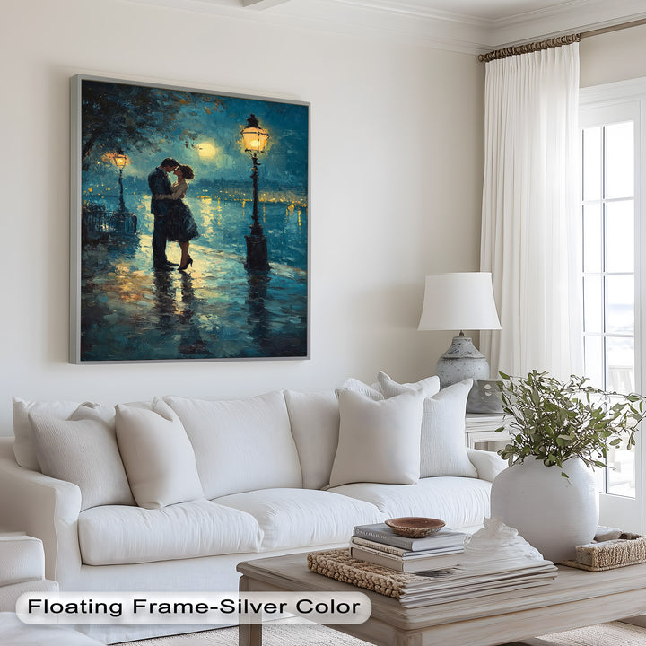 Romantic Couple Under Moonlight - Love Oil Painting