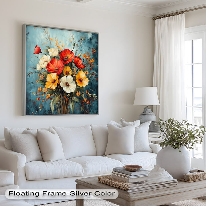 Vibrant Harmony – Multicolored Bloom Bouquet Flower Oil Painting