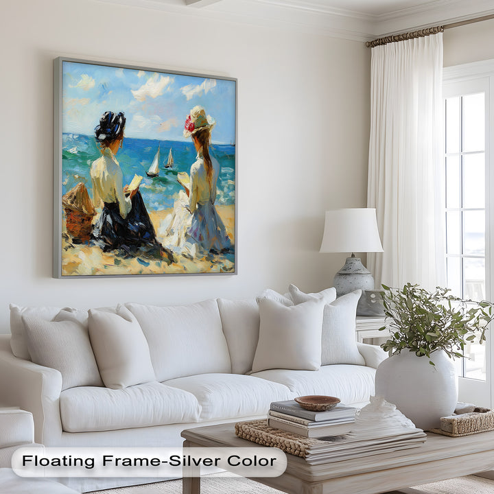 Seaside Serenity with Sailboats – Impressionist Oil Painting