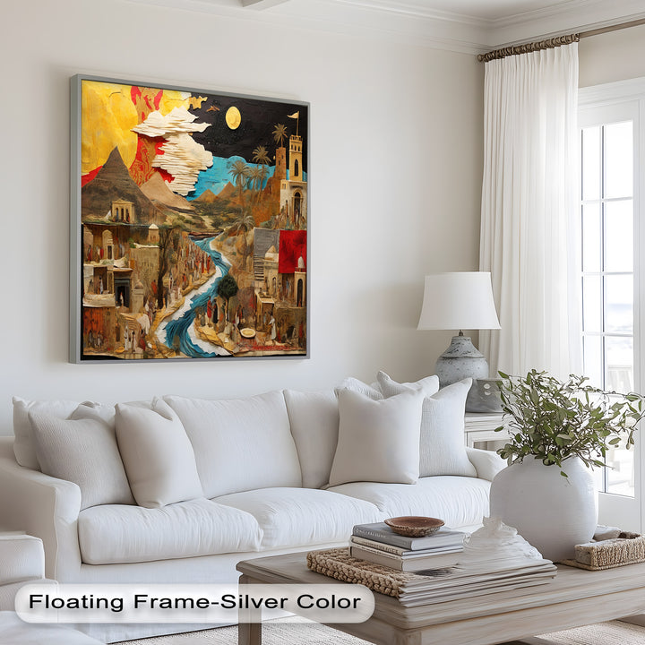 River of Time – Ancient Civilization Collage Picasso Oil Painting