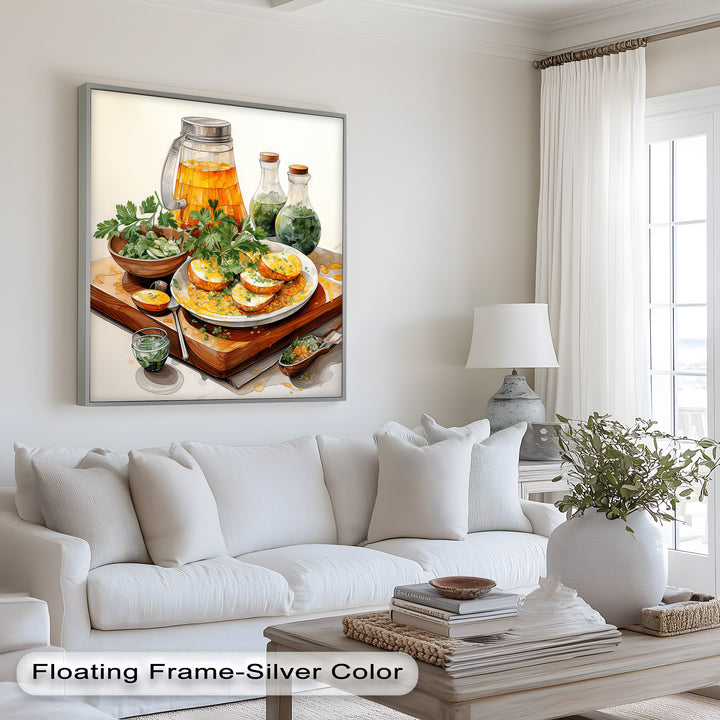 Golden Herb Delight – Rustic Food Still Life Painting