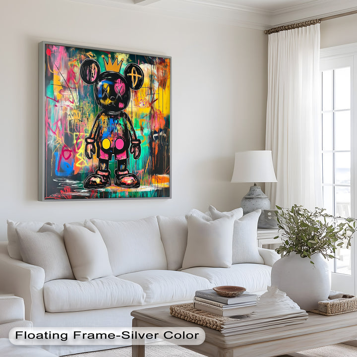 Crowned Chaos – Neon Royal KAWS Oil Painting