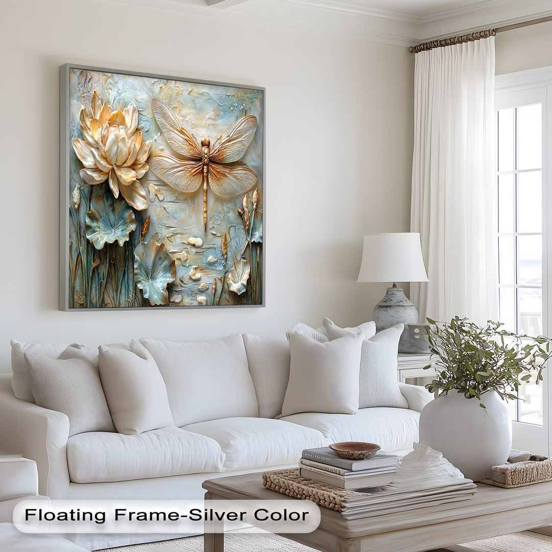 Retro Dragonflies and Flowers – Elegant Nature-Inspired Oil Painting