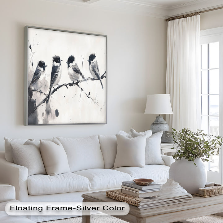 Monochromes Quartett – Vogel-Ölgemälde