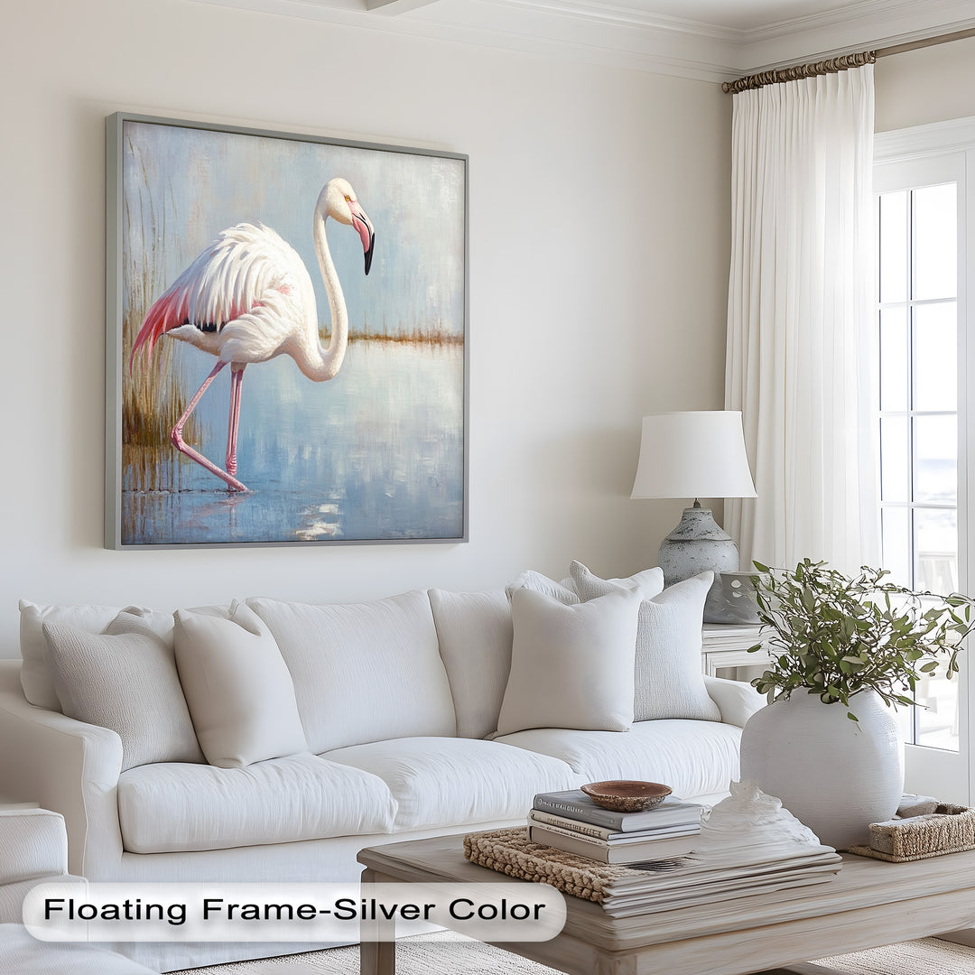 Graceful Flamingo in Shallow Water – Animal Oil Painting