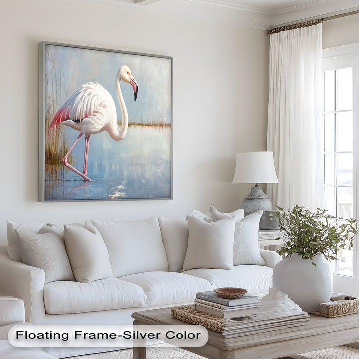 Graceful Flamingo in Shallow Water – Animal Oil Painting