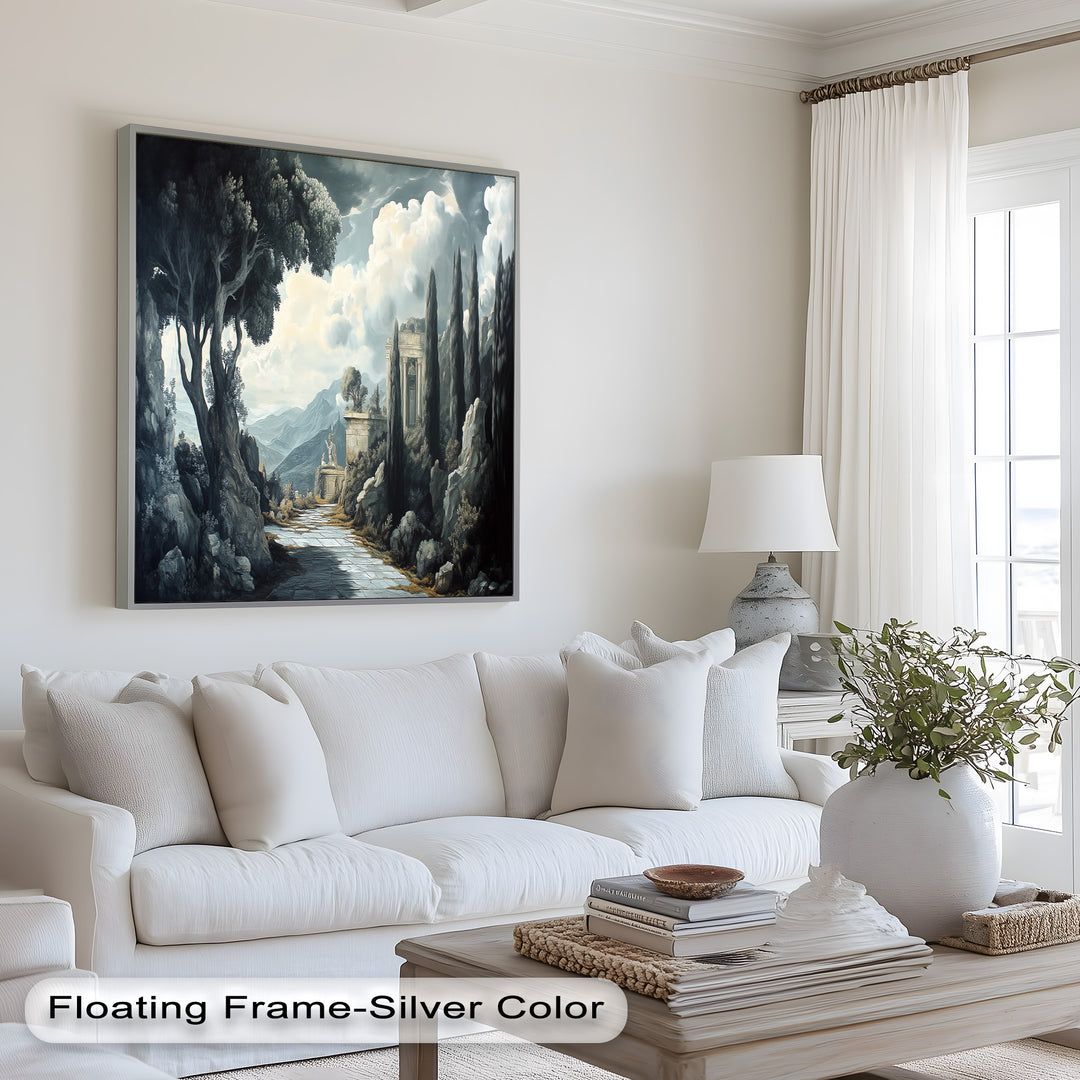 Ancient Pathway to the Temple – Dramatic Classical Landscape Oil Painting