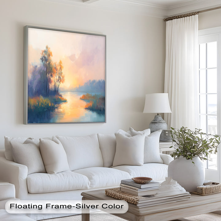Sunrise on a Cold Morning – Framed Landscape Oil Painting