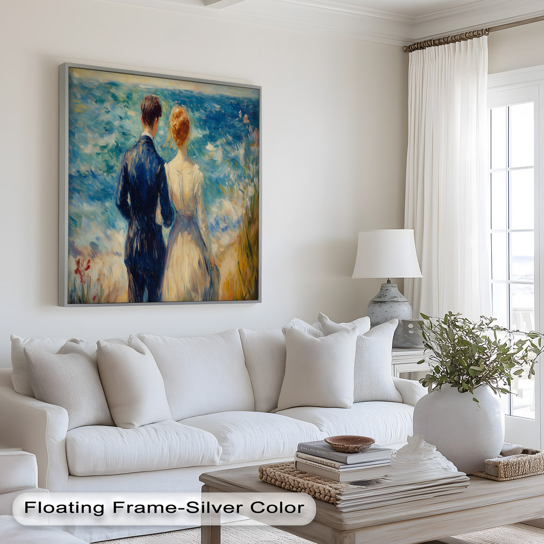 Lovers by the Sea – Romantic Impressionist Oil Painting