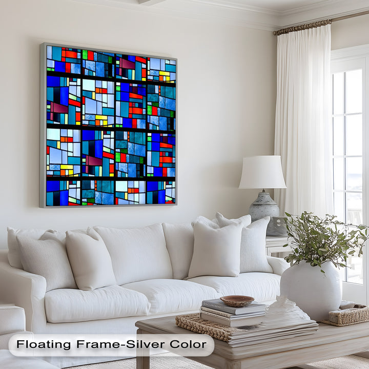 Moderne geometrische Wandkunst – gerahmtes Ölgemälde
