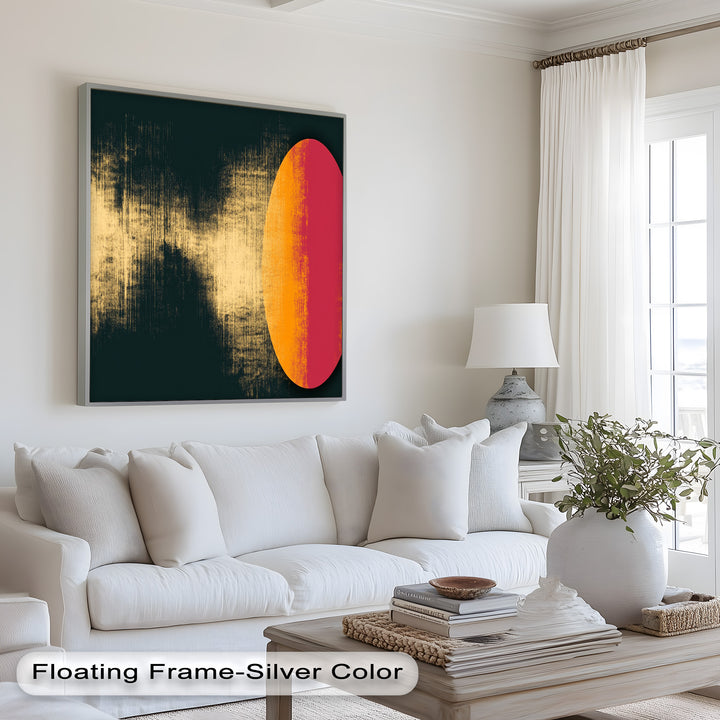 Rot &amp; Orange Eclipse Art – Minimalistisches Ölgemälde