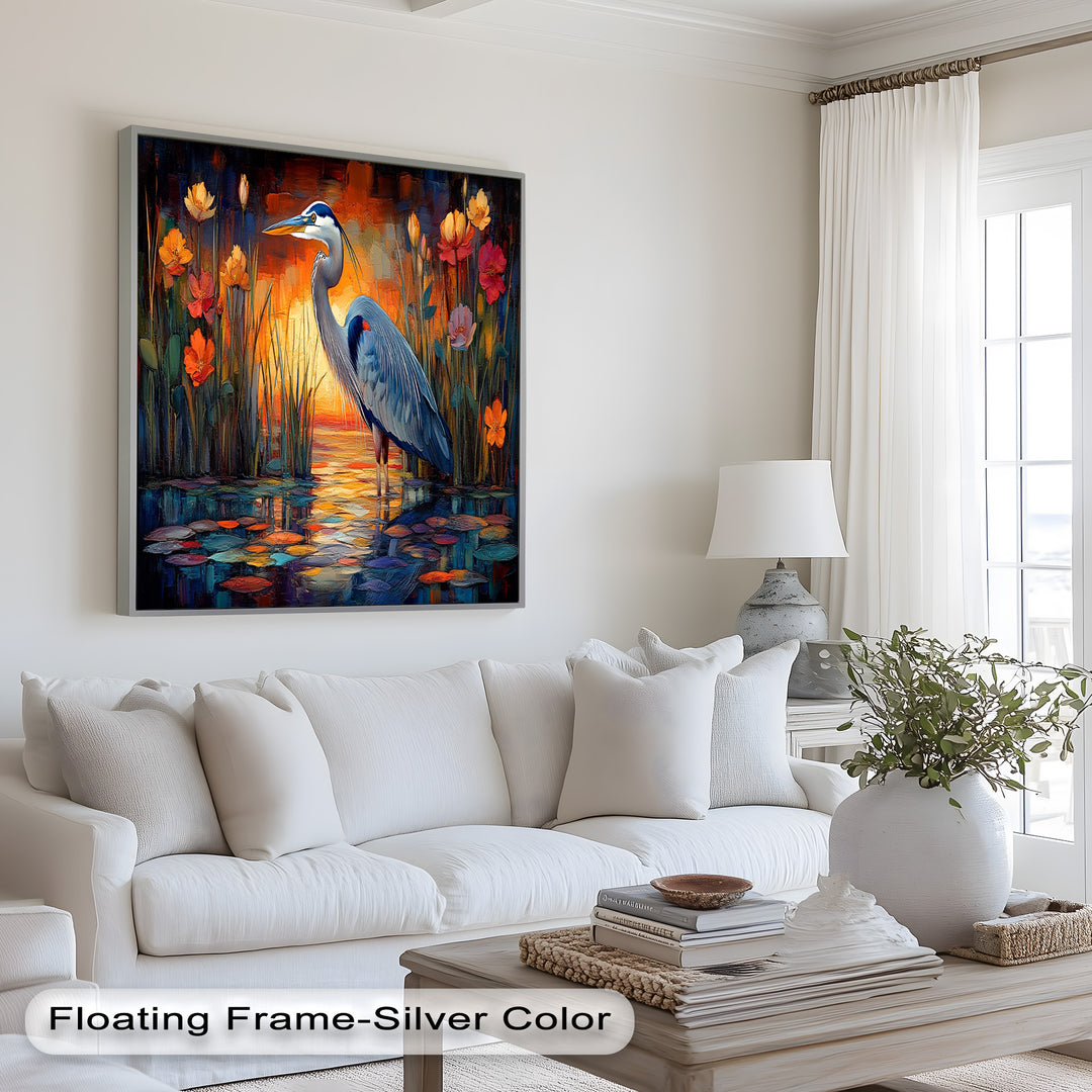 Heron at Sunset  – Animal Oil Painting