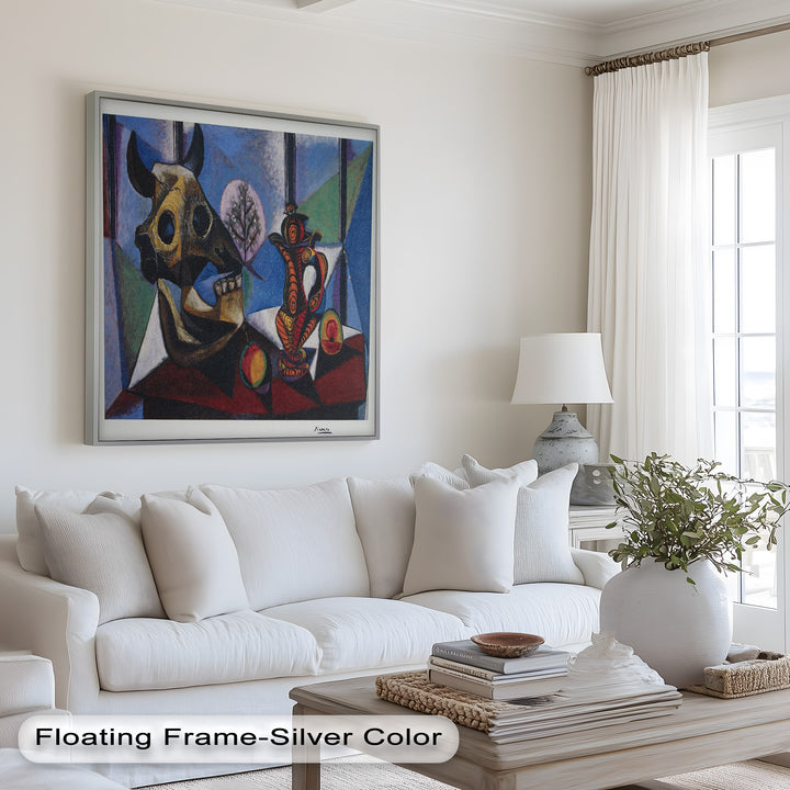 Still Life with Bull Skull – Symbolist Cubist Picasso Oil Painting