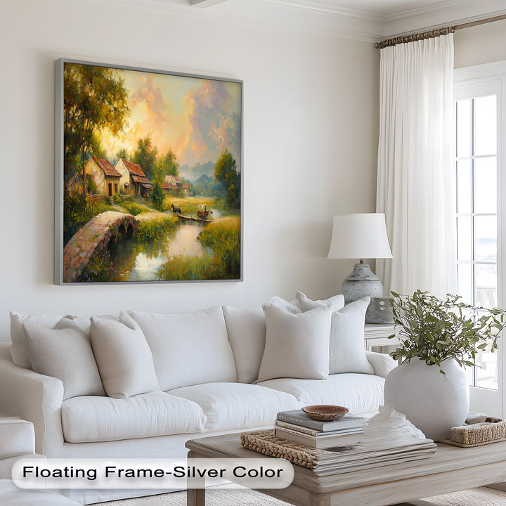 Landscape in Autumn – Serene Countryside Oil Painting