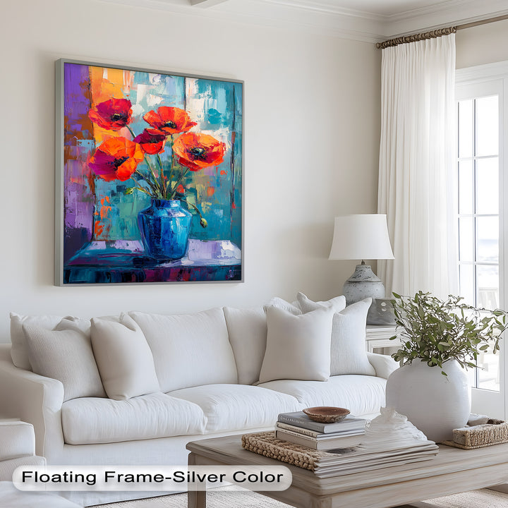 Crimson Blooms – Poppy Flower Oil Painting