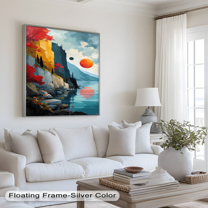 Celestial Cliffs – Surreal Coastal Landscape Picasso Oil Painting