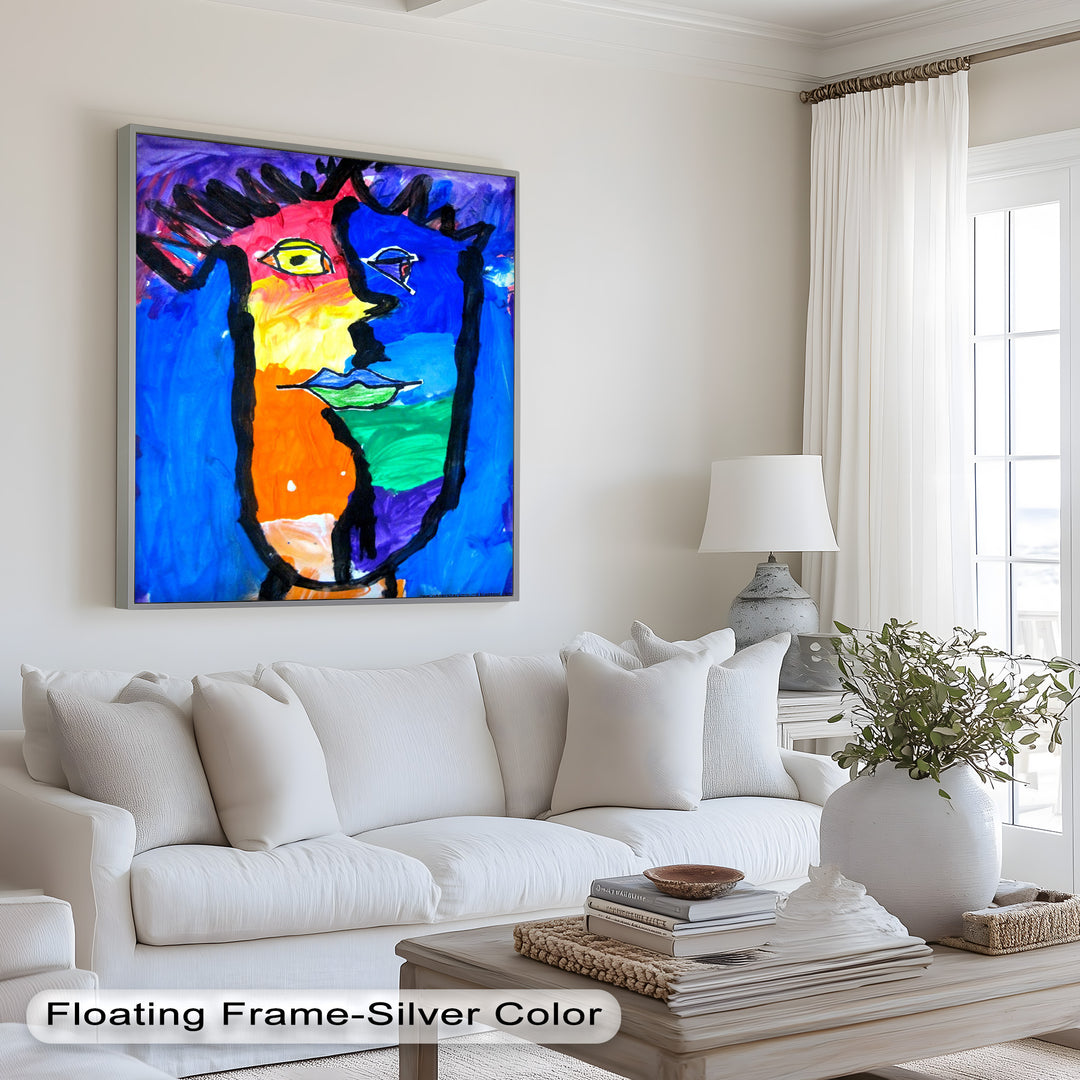 Bunte abstrakte Gesichter als Wandkunst – Pop-Art-Ölgemälde