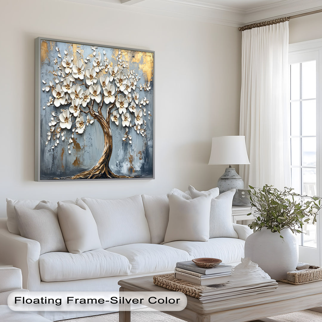 Golden Blossom Tree – Floral Oil Painting