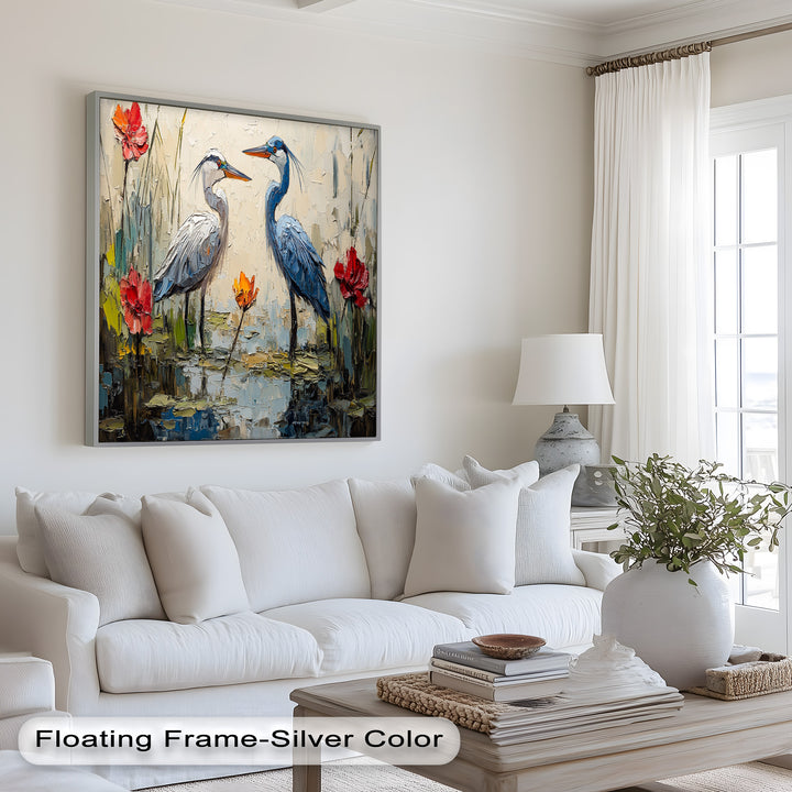 Pair of Herons – Animal Oil Painting