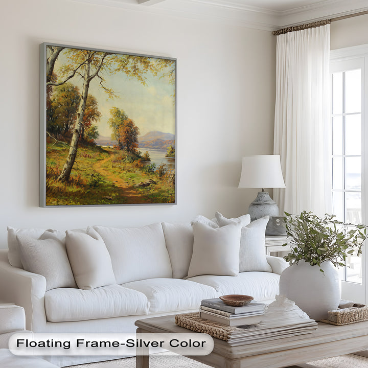 Goldener Pfad am See – Vintage Ölgemälde