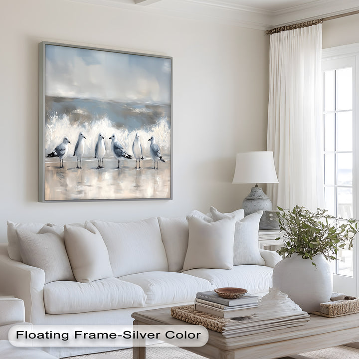 Seagulls and Surf – Bird Oil Painting