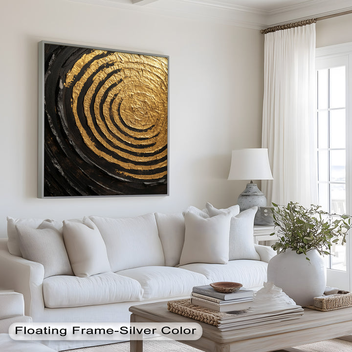 Golden Ripple Radiance – Luxuriöses abstraktes Ölgemälde