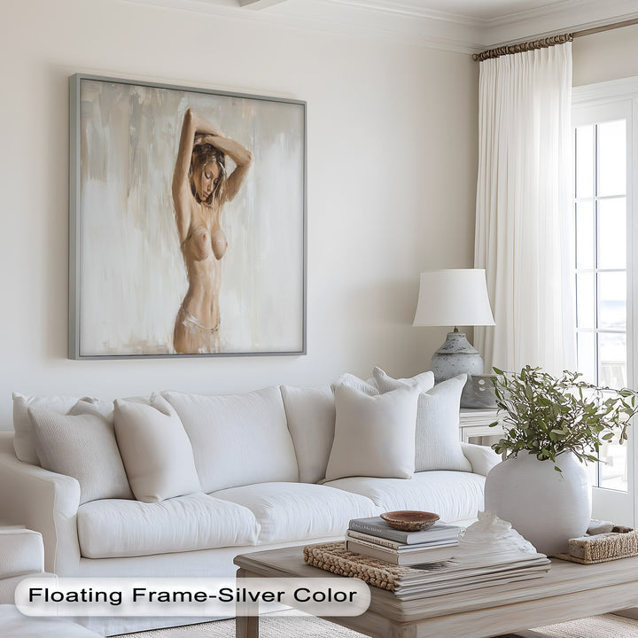 Still Grace – Serene Nude in Soft Neutral Oil Painting