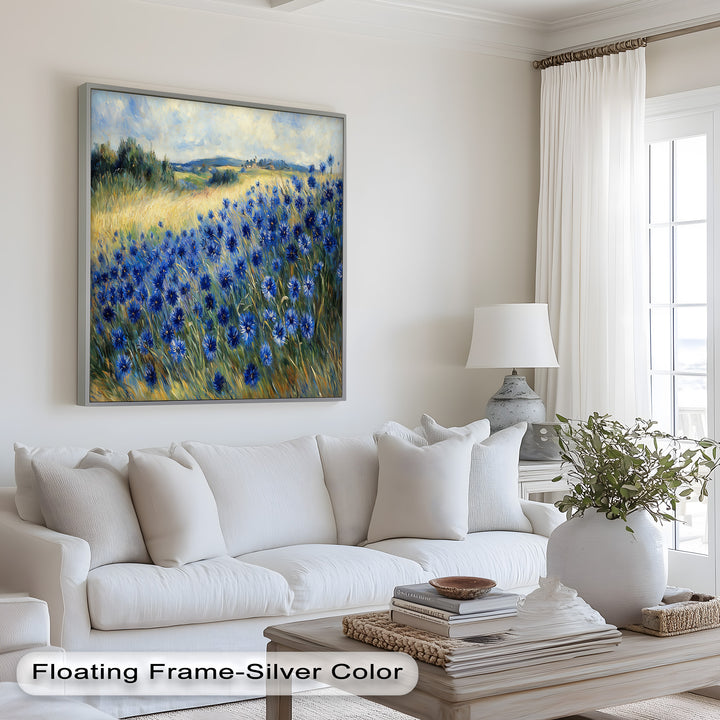 Golden Fields and Blue Cornflowers – Impressionist Meadow Scene Oil Painting