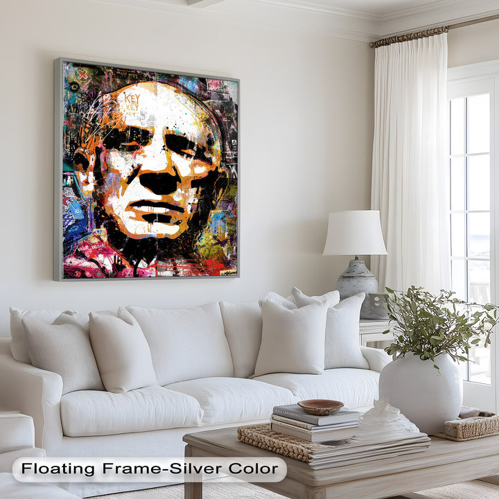 Abstract Urban Face Portrait Wall Art – Pop Art Oil Painting