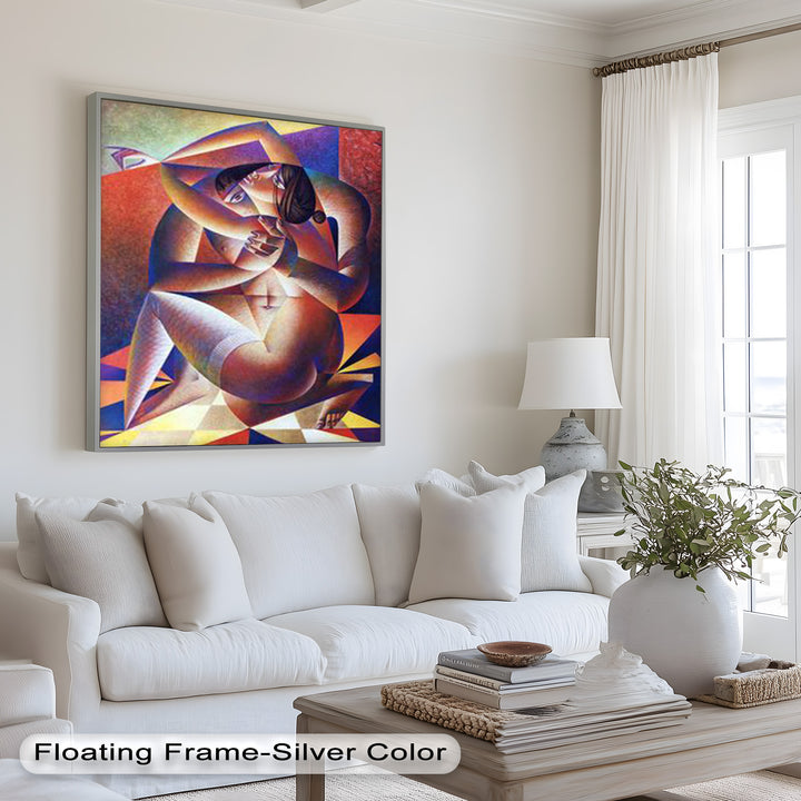 Entwined Forms – Abstract Lovers in Geometric Harmony Picasso Oil Painting