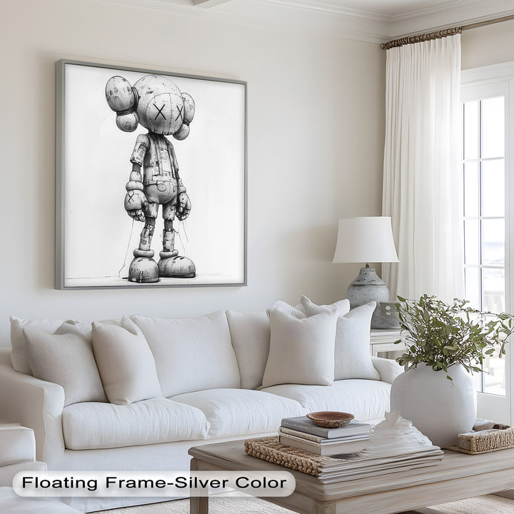 Timber Companion – Monochrome KAWS Oil Painting