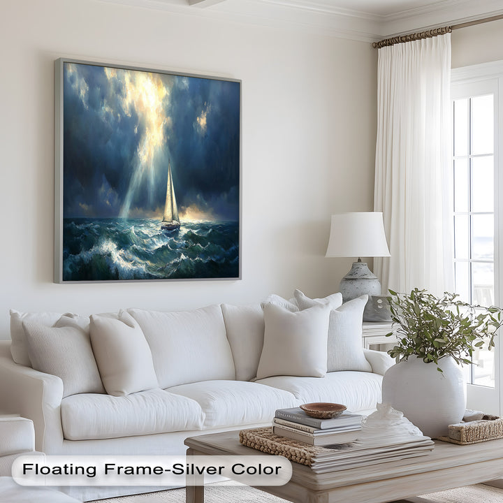 Stormy Horizon – Boat Oil Painting