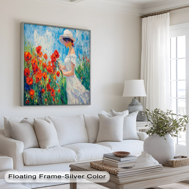 Lady Among Poppies – Impressionist Garden Stroll Oil Painting