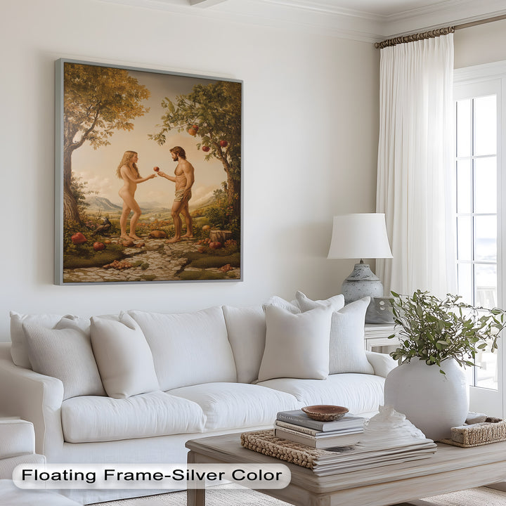 The First Temptation – Adam and Eve in Eden Renaissance Oil Painting