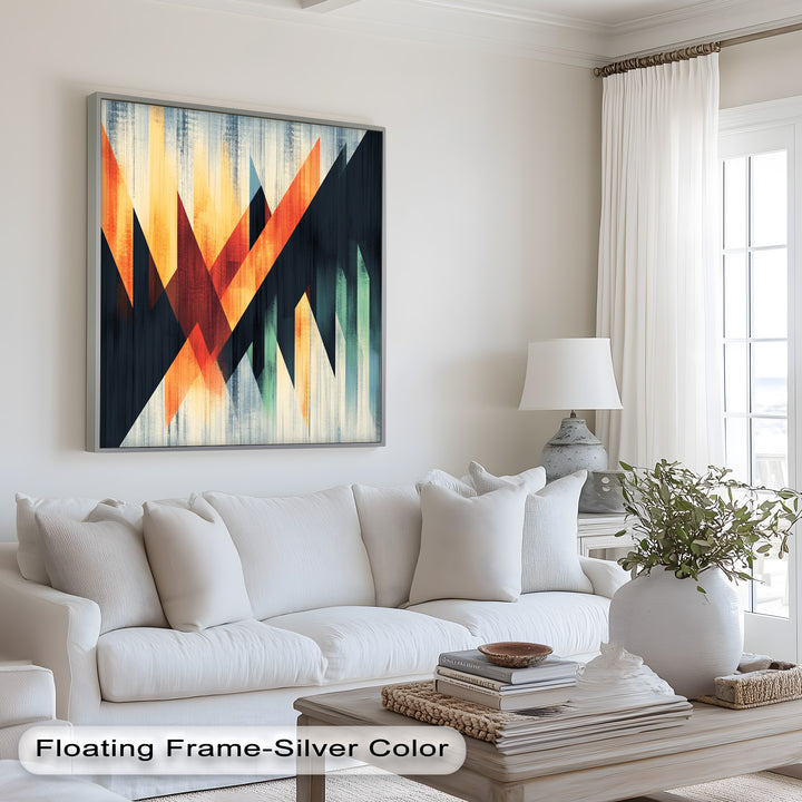 Modern Angular Lines – Bold Geometric Oil Painting