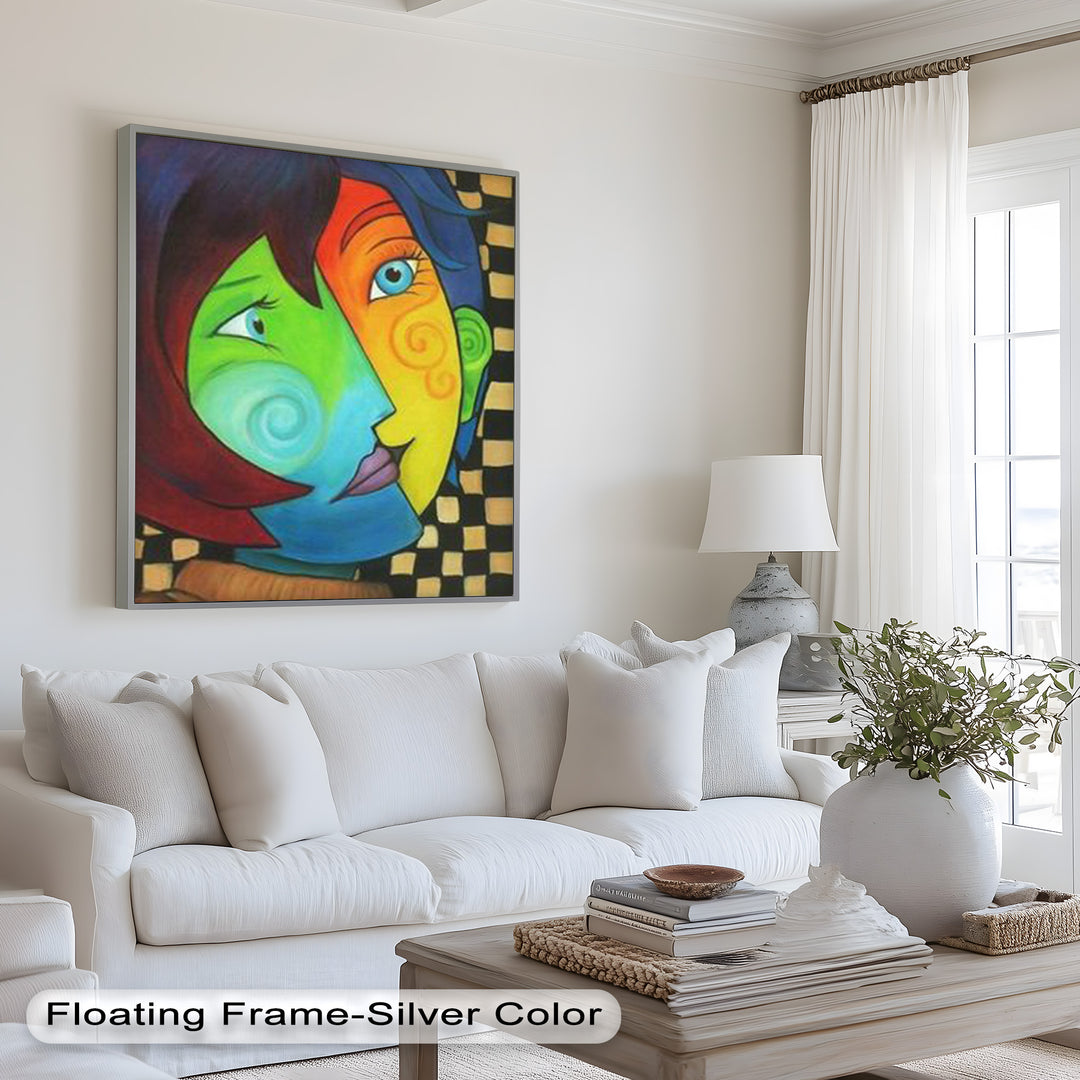 Colorful Duality – Surreal Portrait Fusion in Picasso Oil Painting