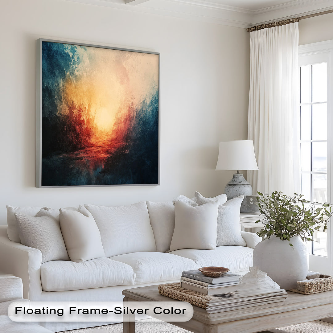 Eclipse Awakening – Feuriges Lichtexplosion-Abstraktes Ölgemälde