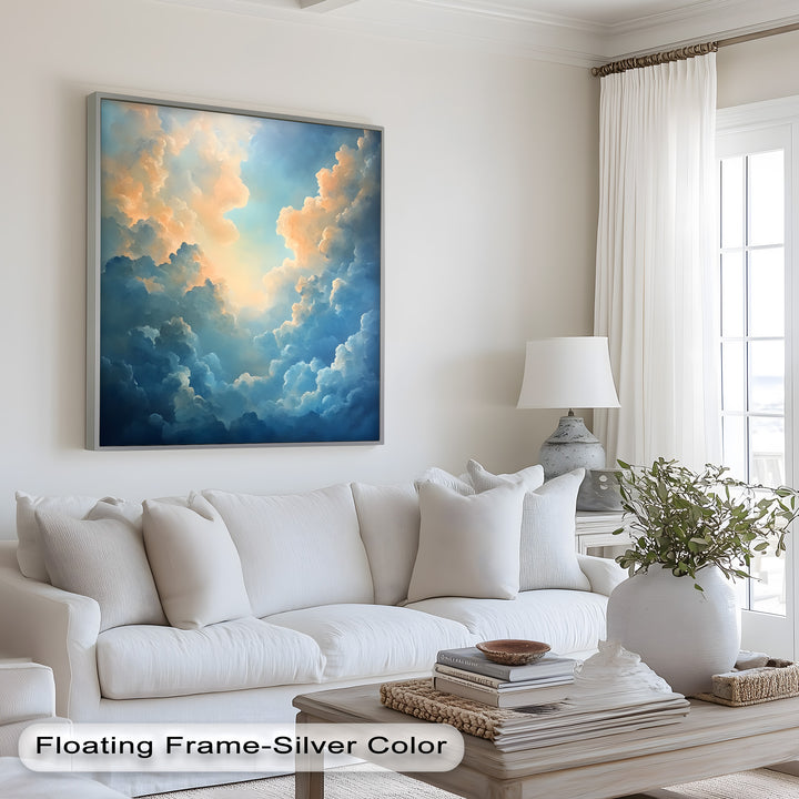 Majestätische Wolkenlandschaft mit ätherischem Glanz – Ölgemälde „Ruhiger Himmel“