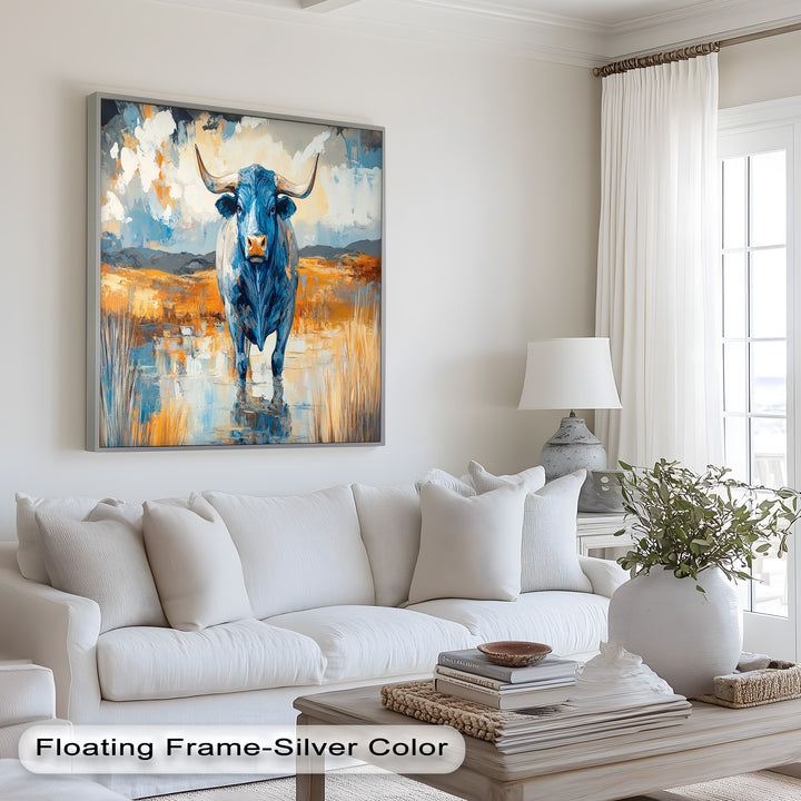 Blue Desert Bull – Animal Oil Painting