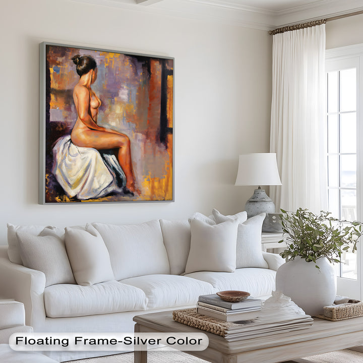 Poised in Silence – Figurative Nude Abstract Oil Painting