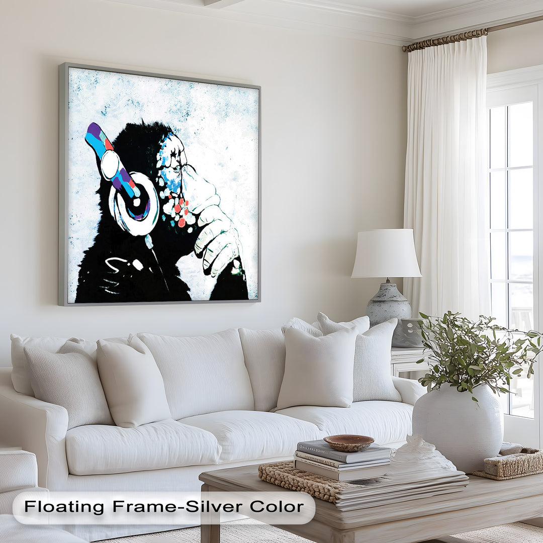 Contemplative Chimp with Headphone – Banksy Oil Painting