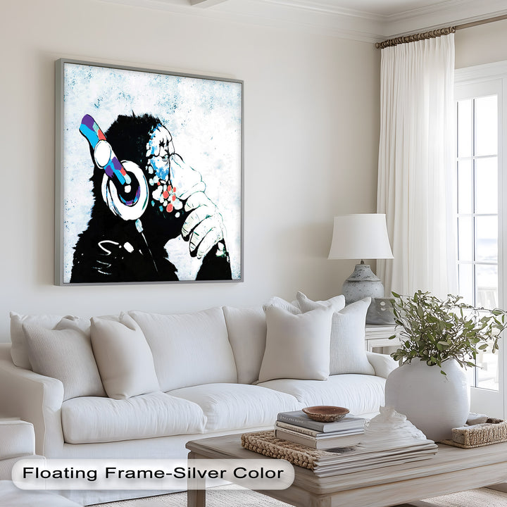Contemplative Chimp with Headphone – Banksy Oil Painting